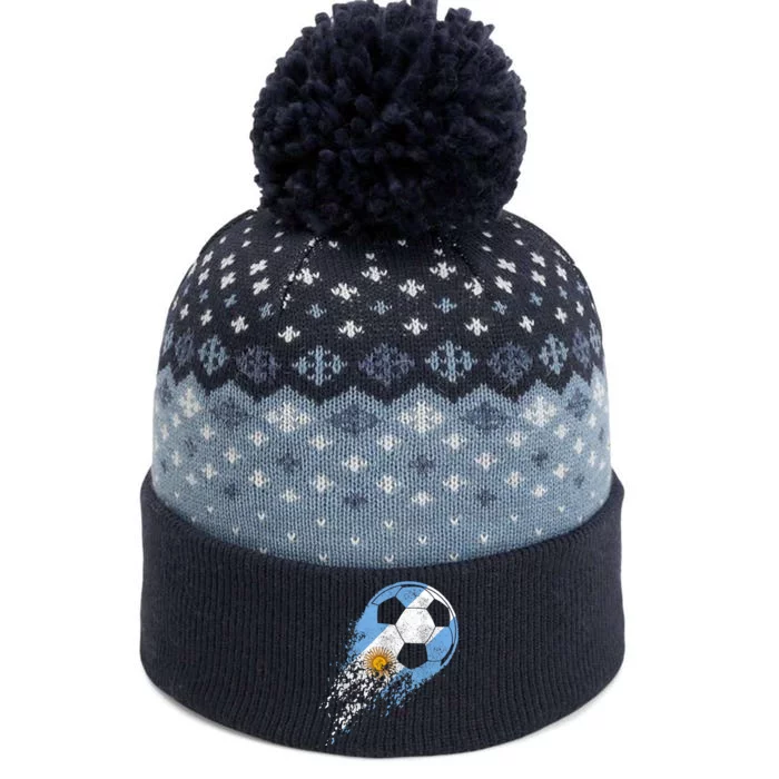 Argentina Soccer Argentinian Flag Pride Soccer Player The Baniff Cuffed Pom Beanie