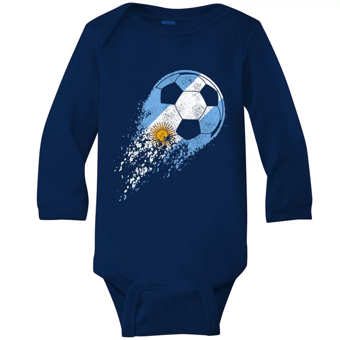 Argentina Soccer Argentinian Flag Pride Soccer Player Baby Long Sleeve Bodysuit