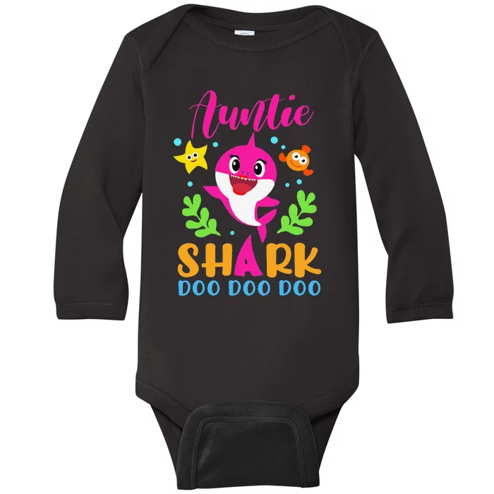 Auntie Shark Auntie Shark Lover Family Mother's Day Baby Long Sleeve Bodysuit