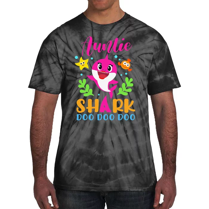 Auntie Shark Auntie Shark Lover Family Mother's Day Tie-Dye T-Shirt