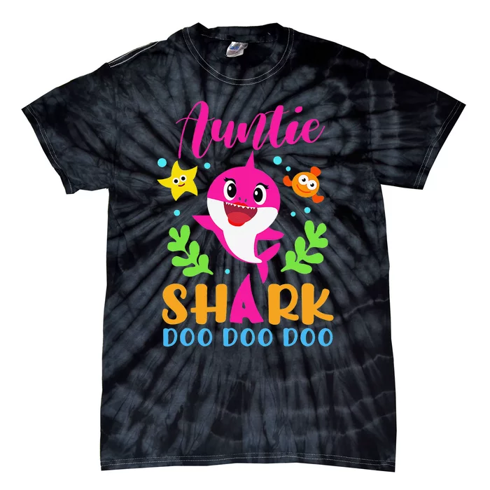 Auntie Shark Auntie Shark Lover Family Mother's Day Tie-Dye T-Shirt