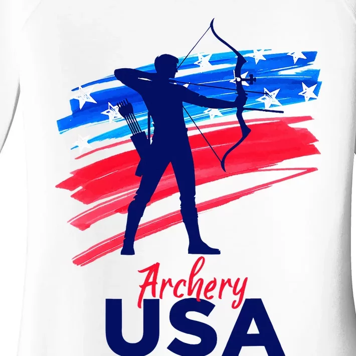 Archery Sport Archer Support Team Flag Usa American Women's Perfect Tri Tunic Long Sleeve Shirt