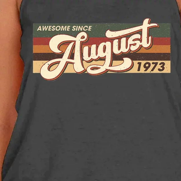 Awesome Since August 1973 Retro 49 Years Old 49th Birthday Women's Knotted Racerback Tank