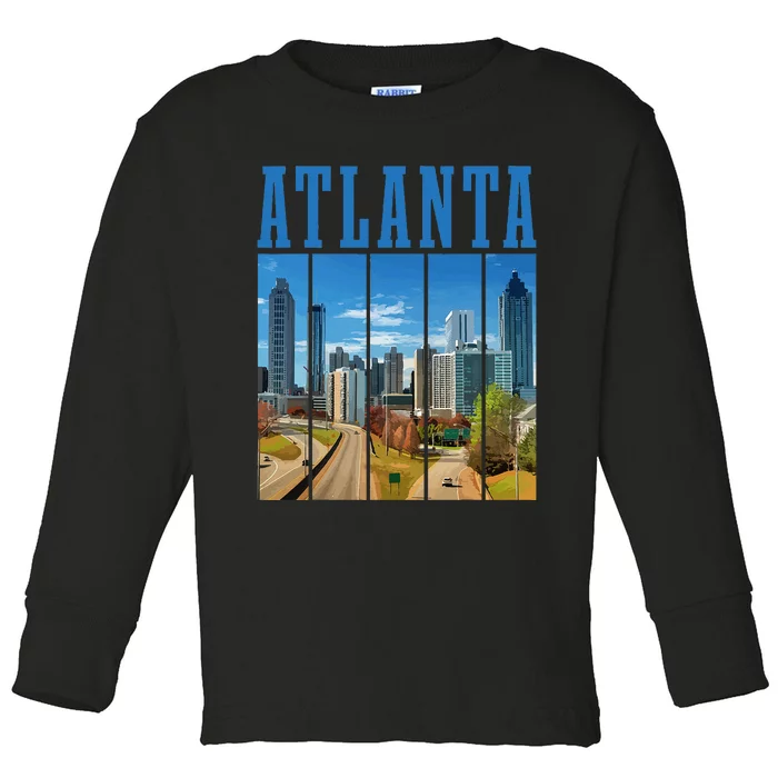 Atlanta Skyline ATL Georgia Vintage Pride Toddler Long Sleeve Shirt