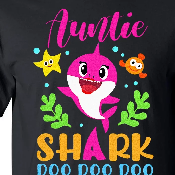 Auntie Shark Auntie Shark Lover Family Mothers Day Tall T-Shirt