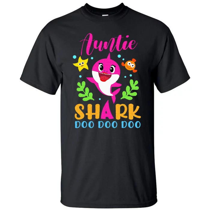 Auntie Shark Auntie Shark Lover Family Mothers Day Tall T-Shirt