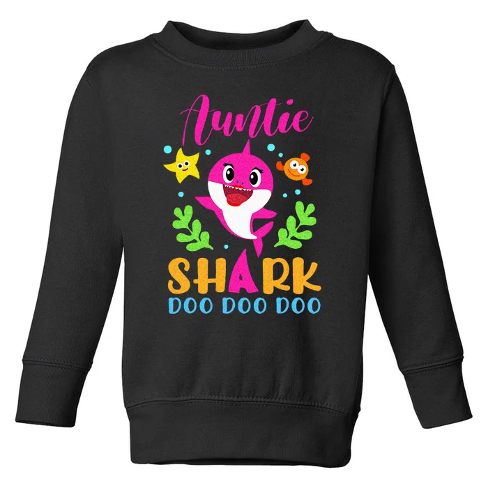 Auntie Shark Auntie Shark Lover Family Mothers Day Toddler Sweatshirt