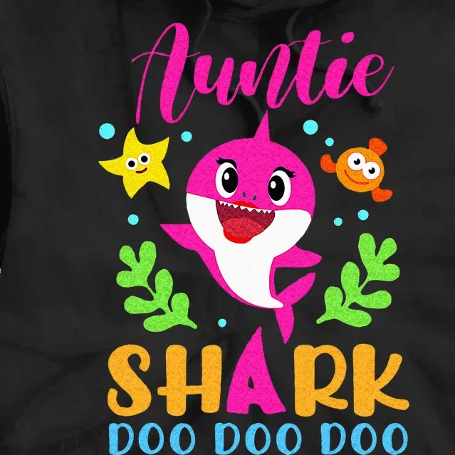 Auntie Shark Auntie Shark Lover Family Mothers Day Tie Dye Hoodie