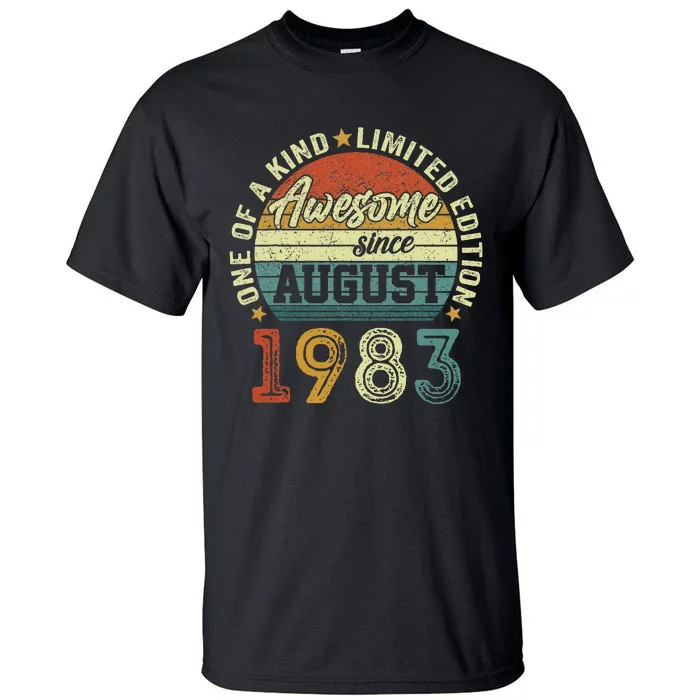 Awesome Since August 1983 40 Year Old 40th Birthday Gifts Tall T-Shirt