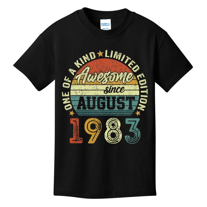 Awesome Since August 1983 40 Year Old 40th Birthday Gifts Kids T-Shirt