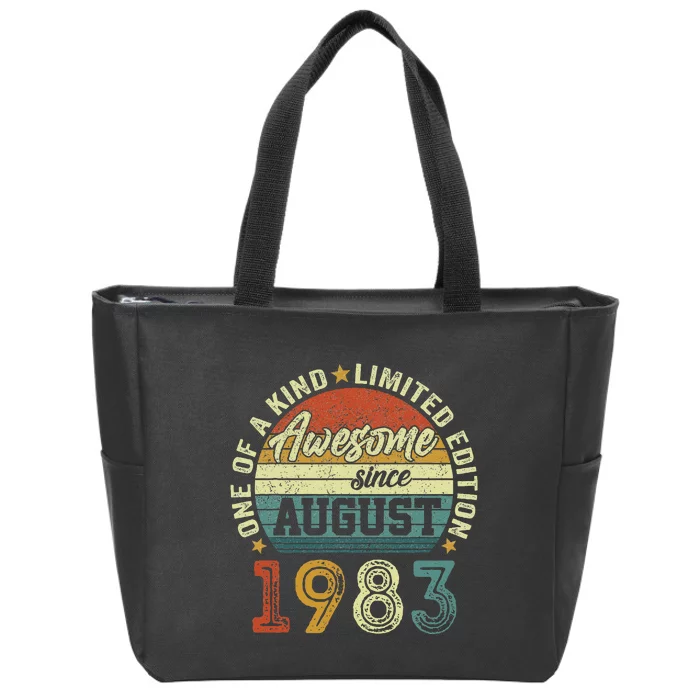 Awesome Since August 1983 40 Year Old 40th Birthday Gifts Zip Tote Bag