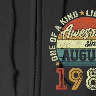 Awesome Since August 1983 40 Year Old 40th Birthday Gifts Full Zip Hoodie