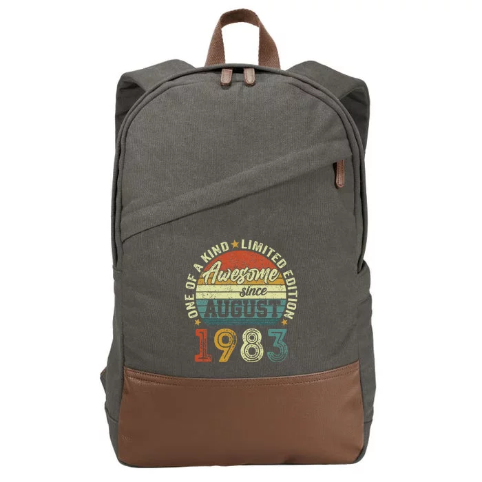 Awesome Since August 1983 40 Year Old 40th Birthday Gifts Cotton Canvas Backpack