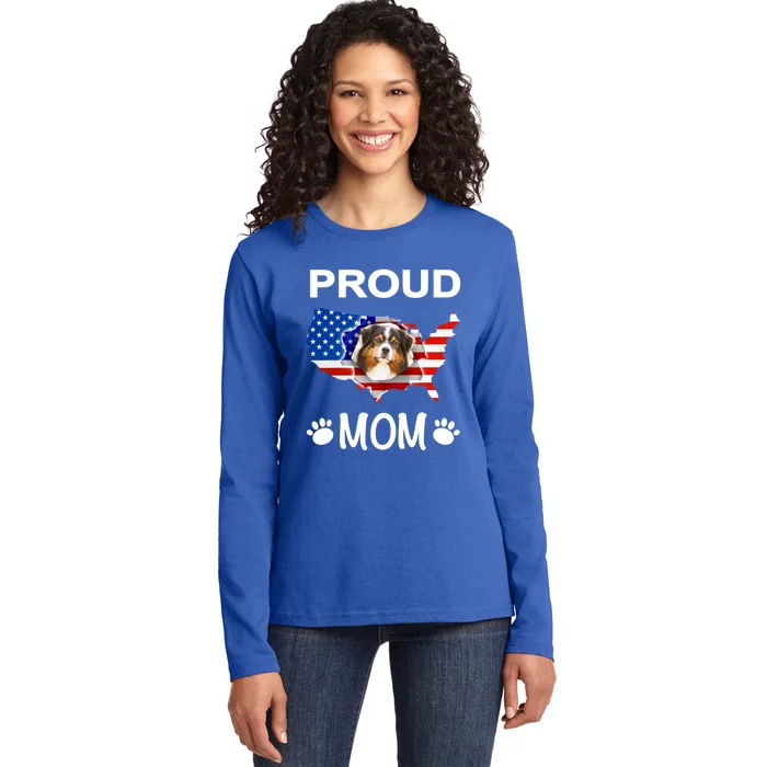 Australian Shepherd Aussie Australian Proud Patriot Mom Gift Ladies Long Sleeve Shirt