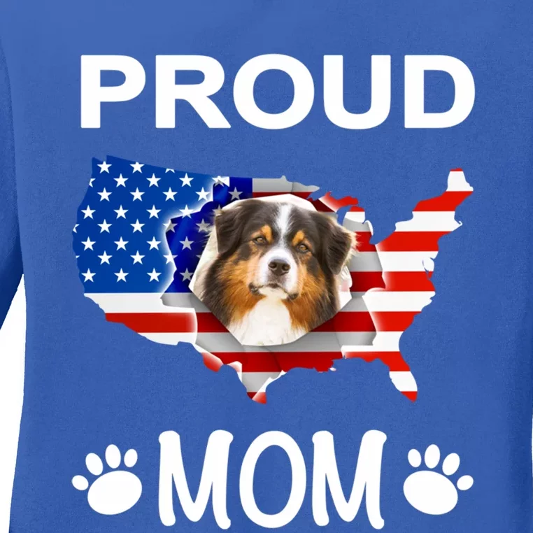 Australian Shepherd Aussie Australian Proud Patriot Mom Gift Ladies Long Sleeve Shirt