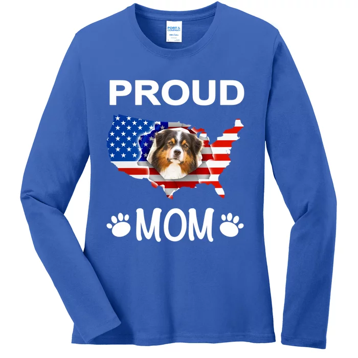 Australian Shepherd Aussie Australian Proud Patriot Mom Gift Ladies Long Sleeve Shirt