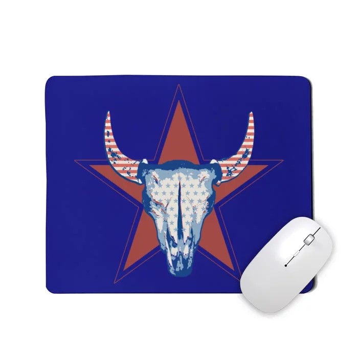 Americana Stars And Stripes Cow Skull Gift Mousepad