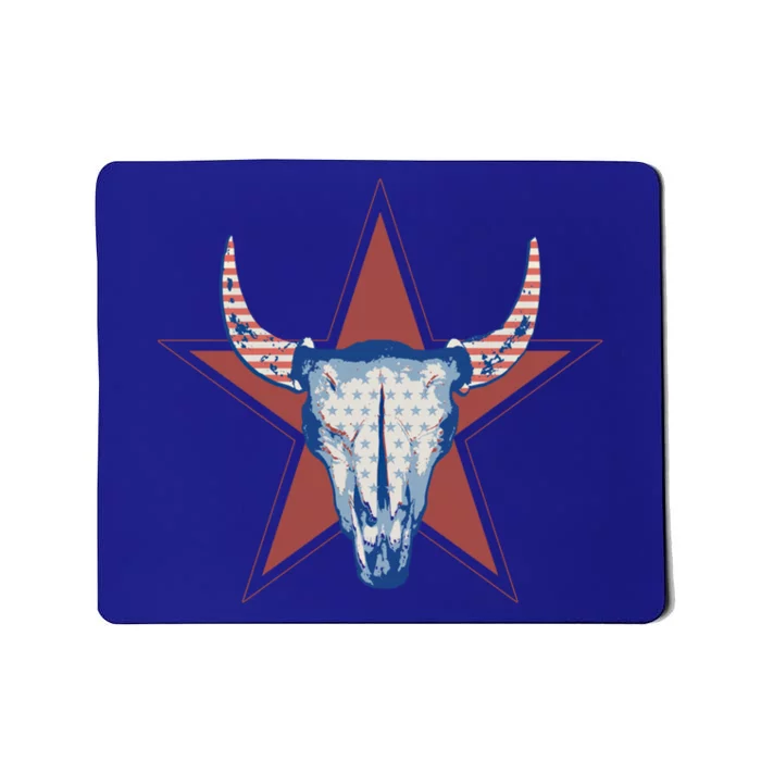 Americana Stars And Stripes Cow Skull Gift Mousepad