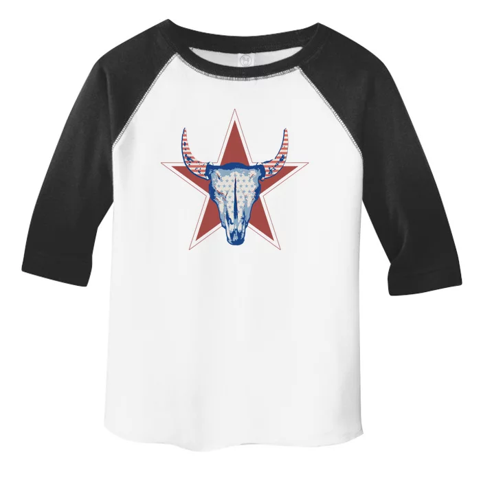 Americana Stars And Stripes Cow Skull Gift Toddler Fine Jersey T-Shirt