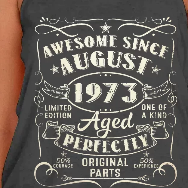 Awesome Since August 1973 50th Birthday Gifts 50 Years Old Women's Knotted Racerback Tank