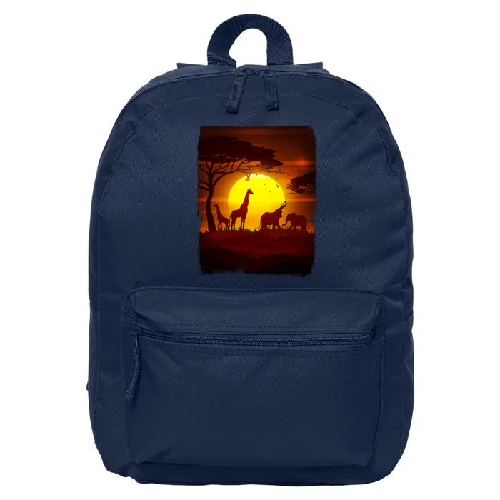 African Safari Animals Sunset Scene 16 in Basic Backpack