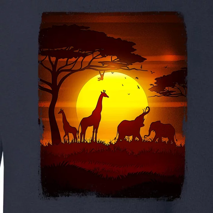 African Safari Animals Sunset Scene Toddler Sweatshirt