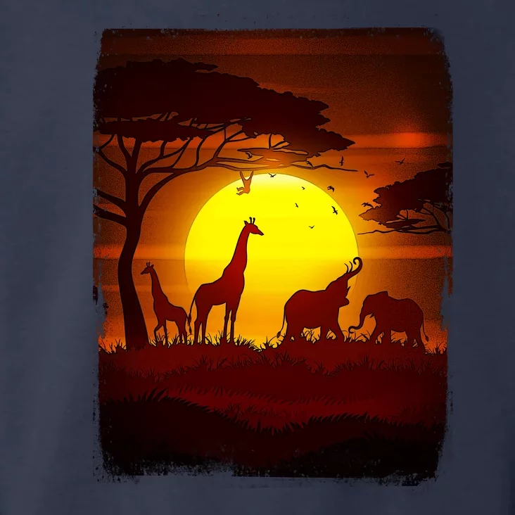 African Safari Animals Sunset Scene Toddler Hoodie