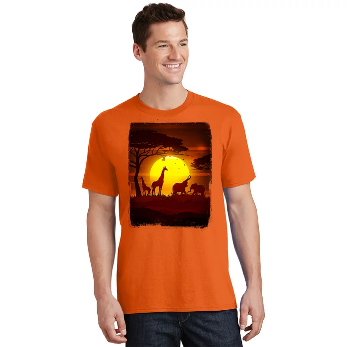 African Safari Animals Sunset Scene T-Shirt