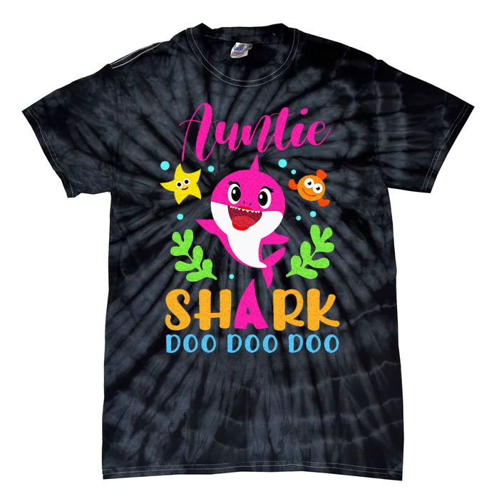 Auntie Shark Auntie Shark Lover Family Mothers Day Tie-Dye T-Shirt