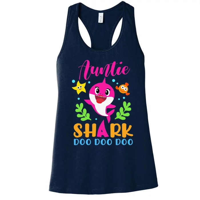 Auntie Shark Auntie Shark Lover Family Mother's Day Women's Racerback Tank