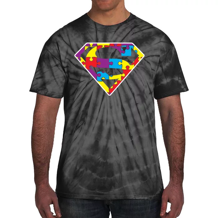 Autism Superhero Autism Awareness Tie-Dye T-Shirt