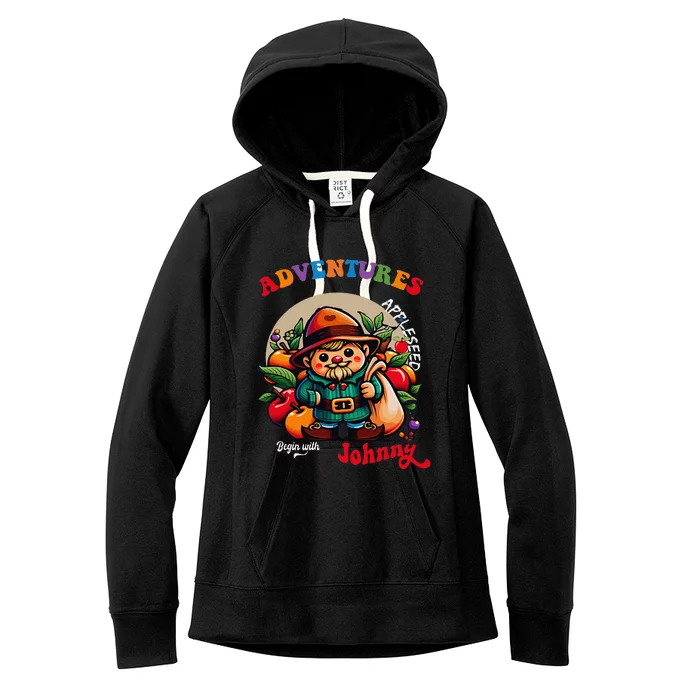 Apple Seed Adventures Begin With Johnny  Fun Costume Women's Fleece Hoodie