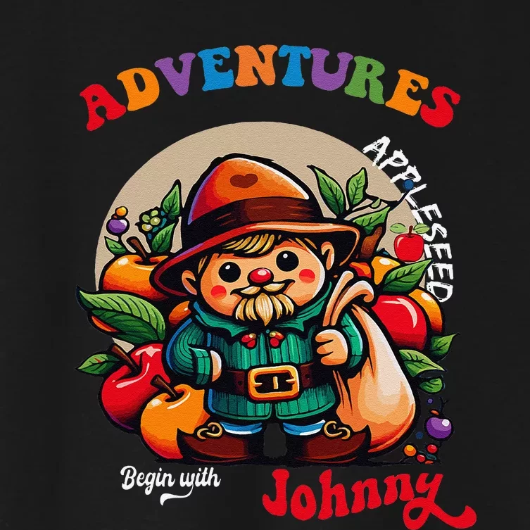 Apple Seed Adventures Begin With Johnny  Fun Costume Women's Crop Top Tee