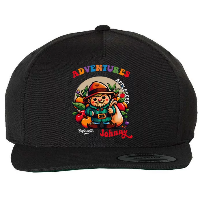 Apple Seed Adventures Begin With Johnny  Fun Costume Wool Snapback Cap