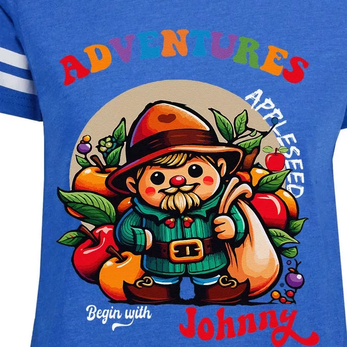 Apple Seed Adventures Begin With Johnny  Fun Costume Enza Ladies Jersey Football T-Shirt