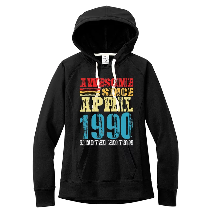 Awesome Since April 1990 Retro Vintage Birthday Design Women's Fleece Hoodie