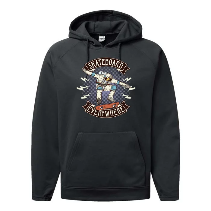 Astronaut Skateboarding Performance Fleece Hoodie