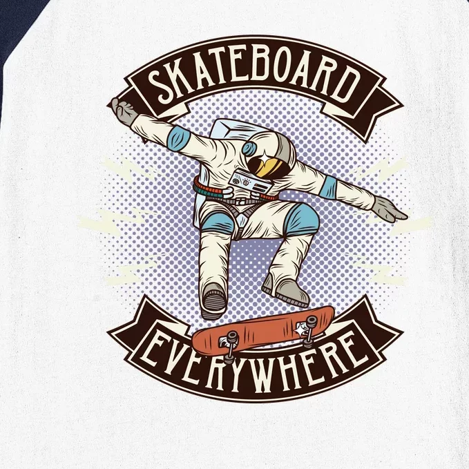 Astronaut Skateboarding Baseball Sleeve Shirt