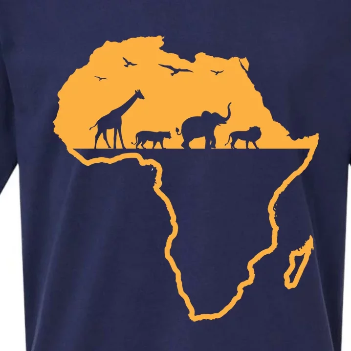 African Safari African Continent Map Wild Animals Lover Gift Cute Gift Sueded Cloud Jersey T-Shirt