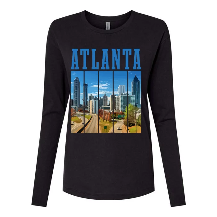 Atlanta Skyline ATL Georgia Vintage Pride Womens Cotton Relaxed Long Sleeve T-Shirt