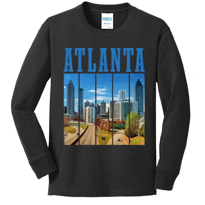 Atlanta Skyline ATL Georgia Vintage Pride Kids Long Sleeve Shirt