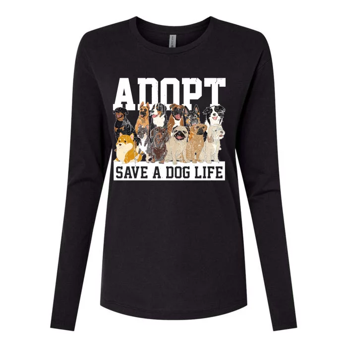 Adopt Save A Dog Life Animal Adoption Dog Owner Adopt A Dog Womens Cotton Relaxed Long Sleeve T-Shirt