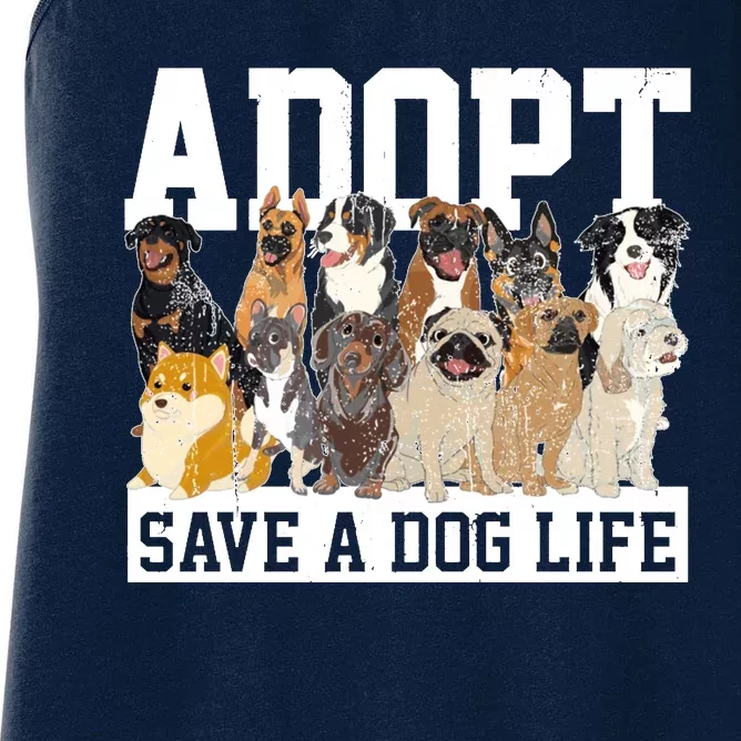 Adopt Save A Dog Life Animal Adoption Dog Owner Adopt A Dog Women's Racerback Tank