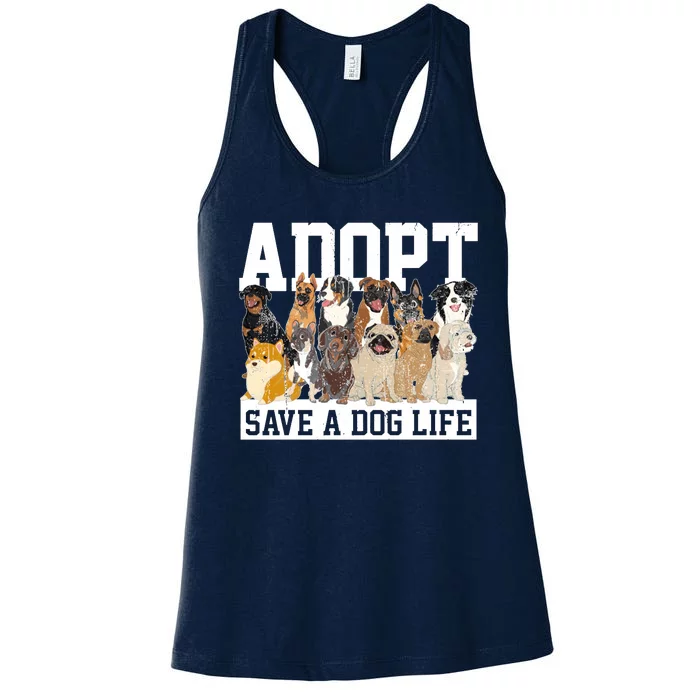 Adopt Save A Dog Life Animal Adoption Dog Owner Adopt A Dog Women's Racerback Tank