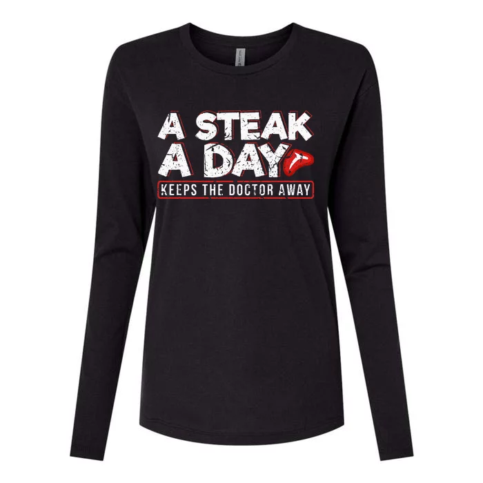 A Steak A Day Carnivore Diet Antivegan Womens Cotton Relaxed Long Sleeve T-Shirt