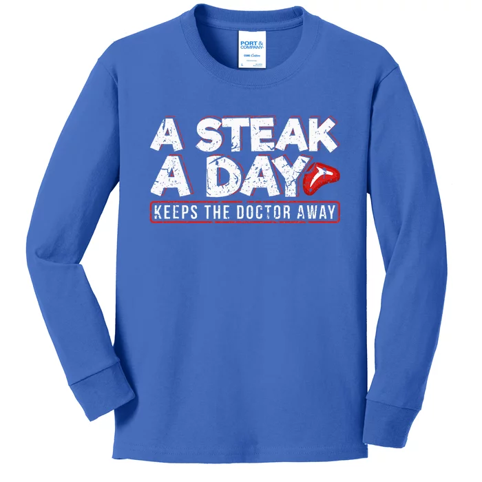 A Steak A Day Carnivore Diet Antivegan Kids Long Sleeve Shirt