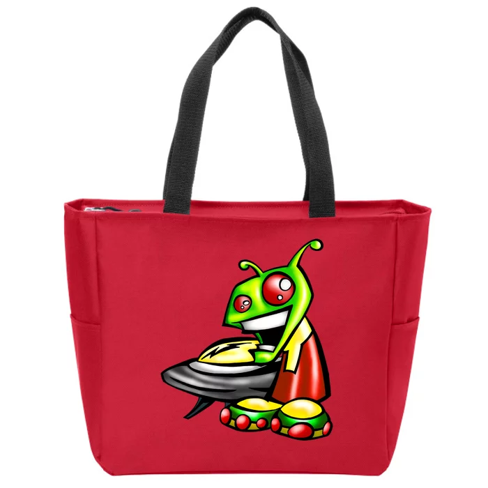 Alien & Saucer Zip Tote Bag