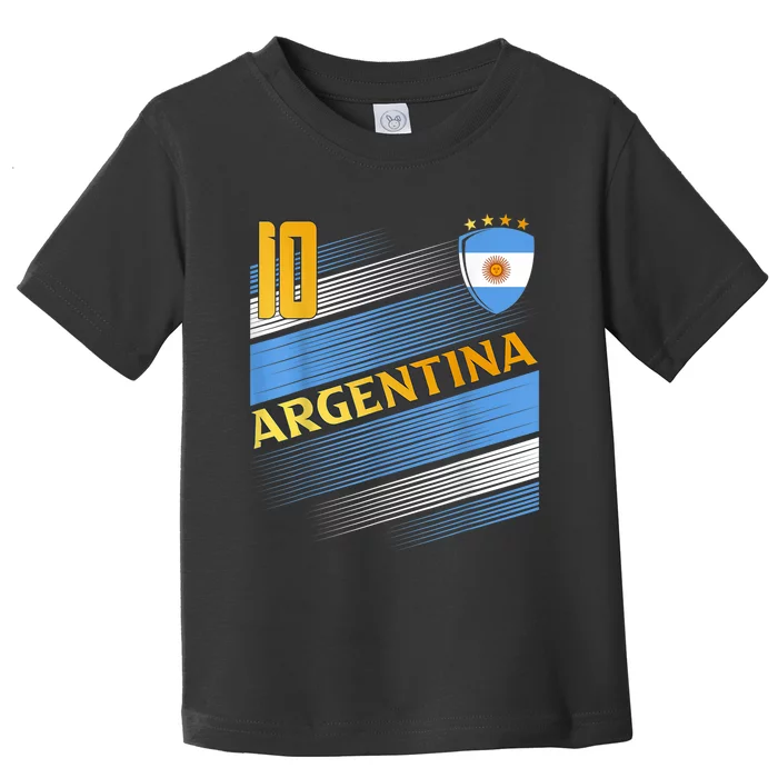 Argentina Soccer Argentinian Flag Football Retro 10 Jersey Toddler T-Shirt