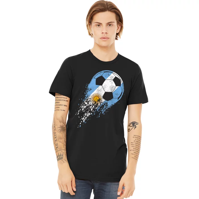 Argentina Soccer Argentinian Flag Pride Soccer Player Premium T-Shirt