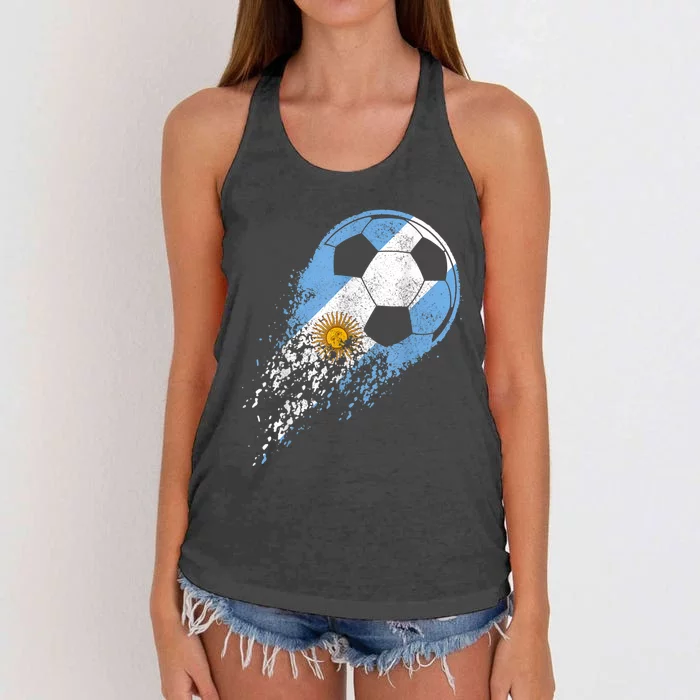 Argentina Soccer Argentinian Flag Pride Soccer Player Women's Knotted Racerback Tank